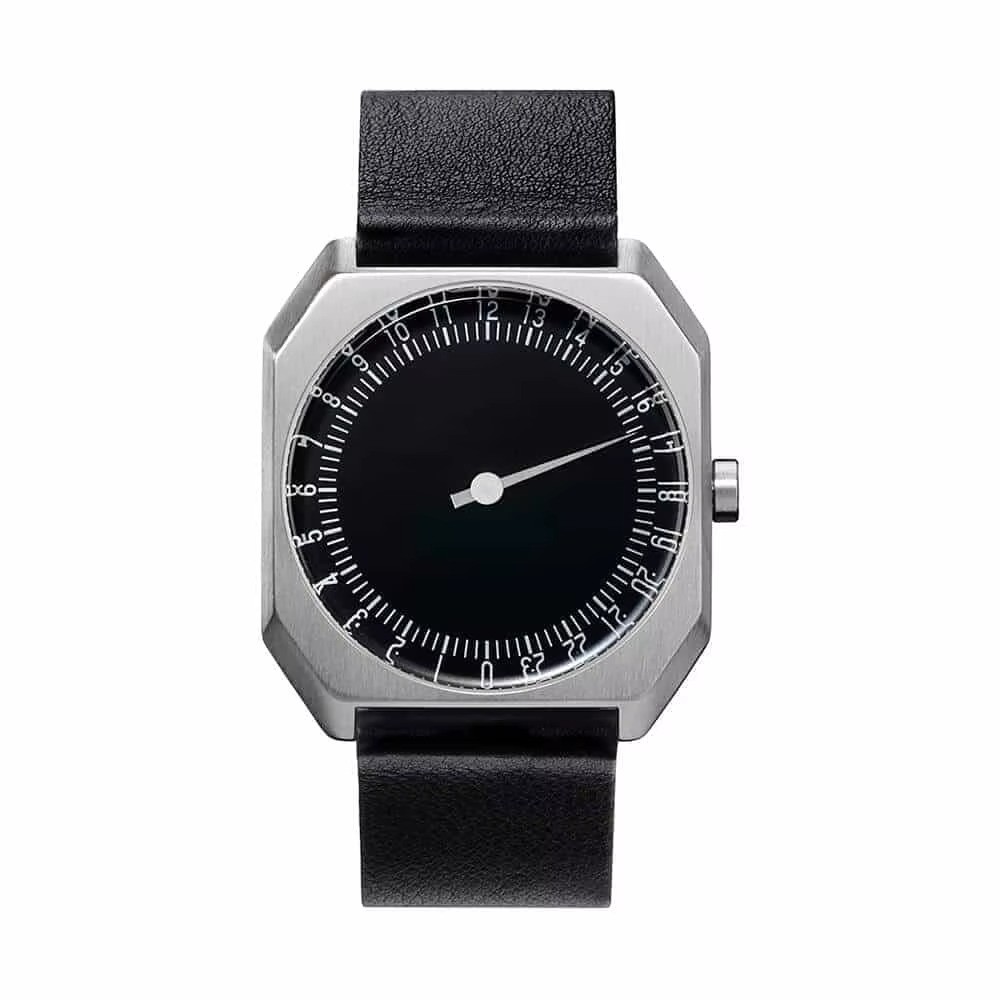 SKU Men\'s Vintage 24-Hour Single Hand Quartz Watch Stainless Steel 38mm