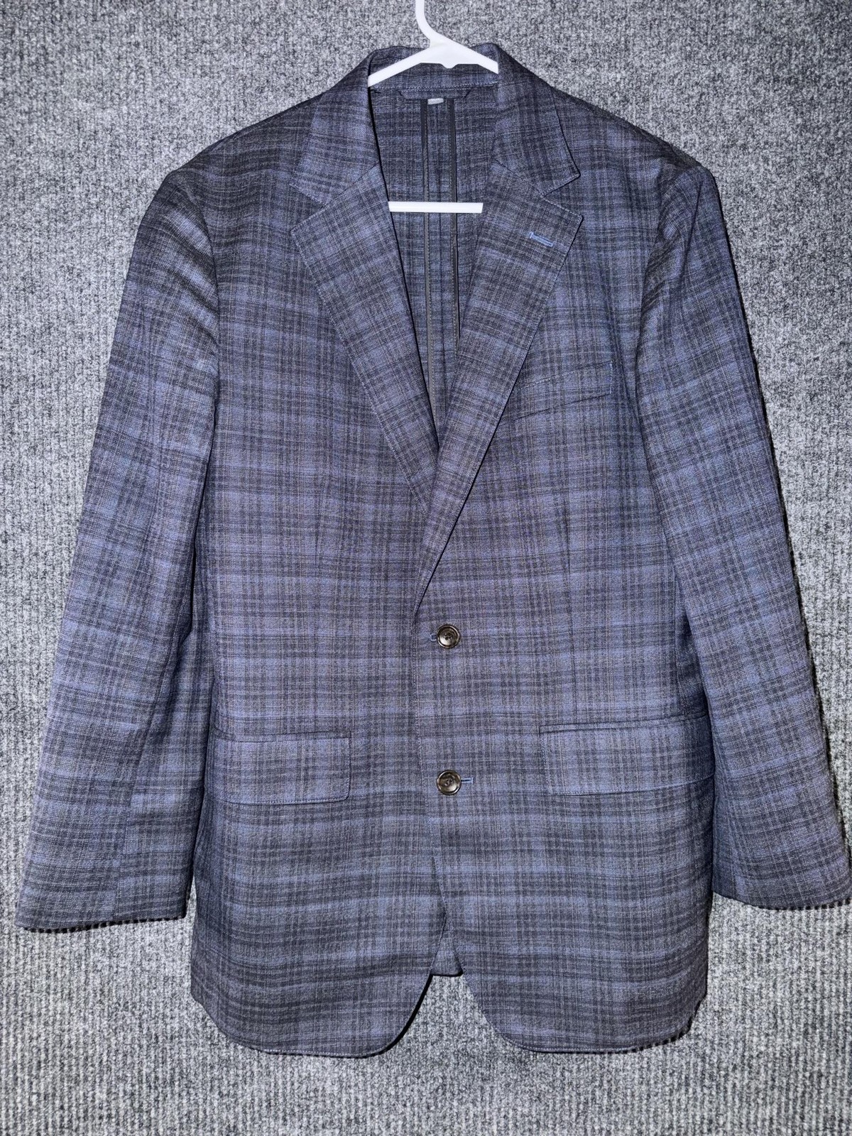 Bonobos Sport Coat Mens 38R Italian Wool Plaid Slim Fit Blue Super 100s Tweed