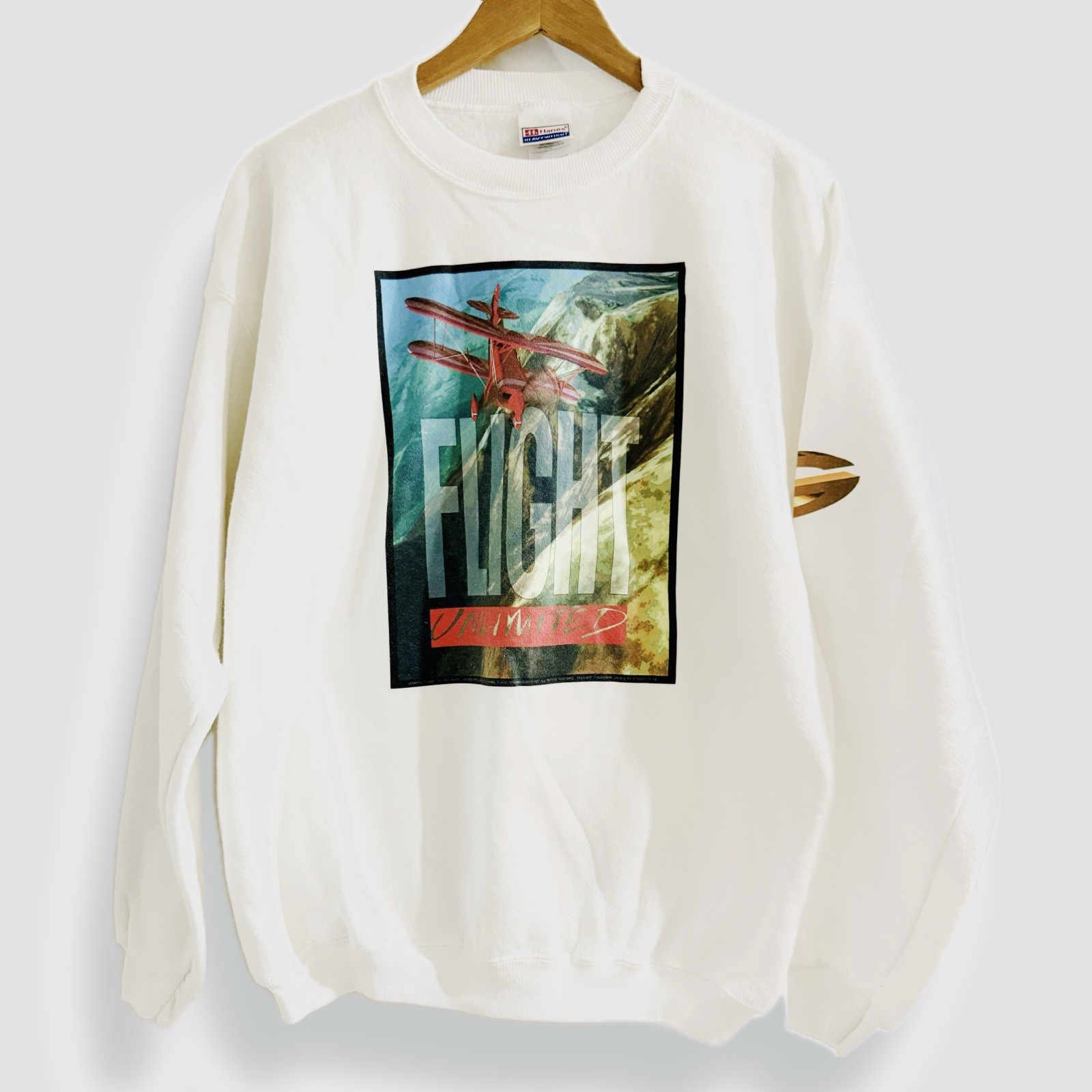 Vintage 1995 Flight Unlimited Large White PC Gaming Sweatshirt Looking Glass