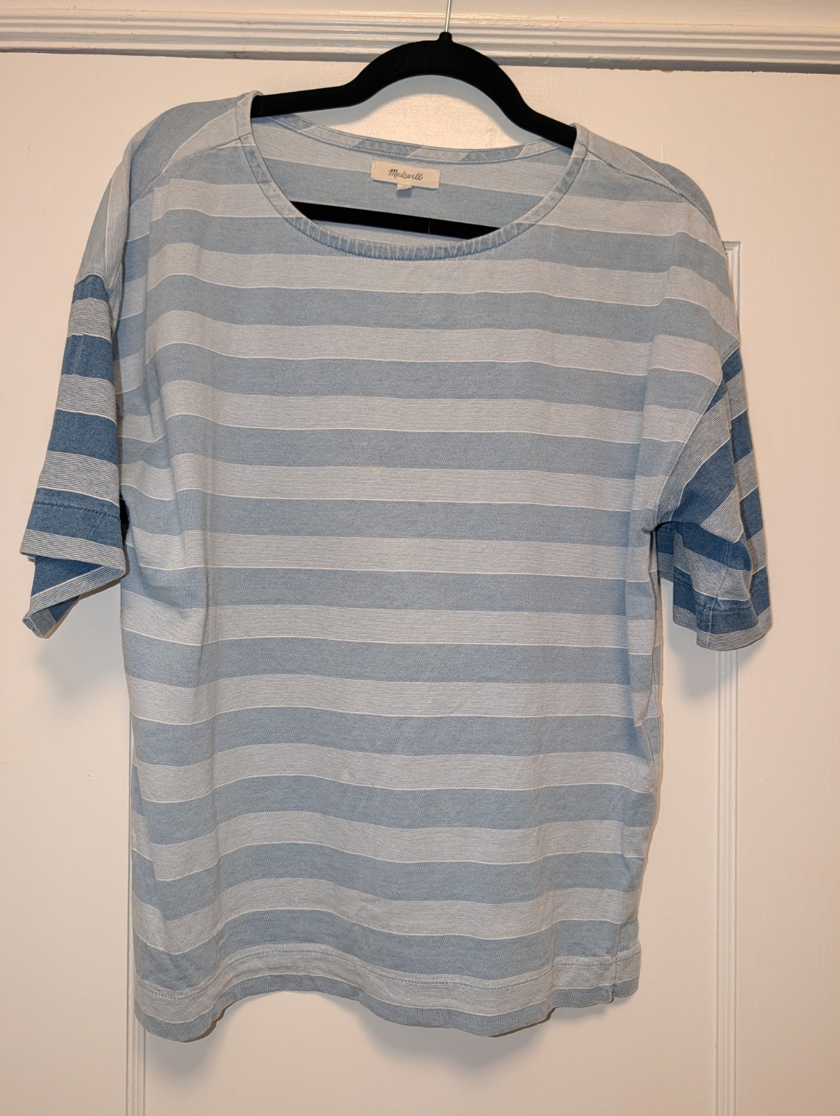 Madewell Light Blue Striped Shirt Womens Medium Boxy Fit Madewell Light Blue Striped Shirt Womens Medium Boxy Fit