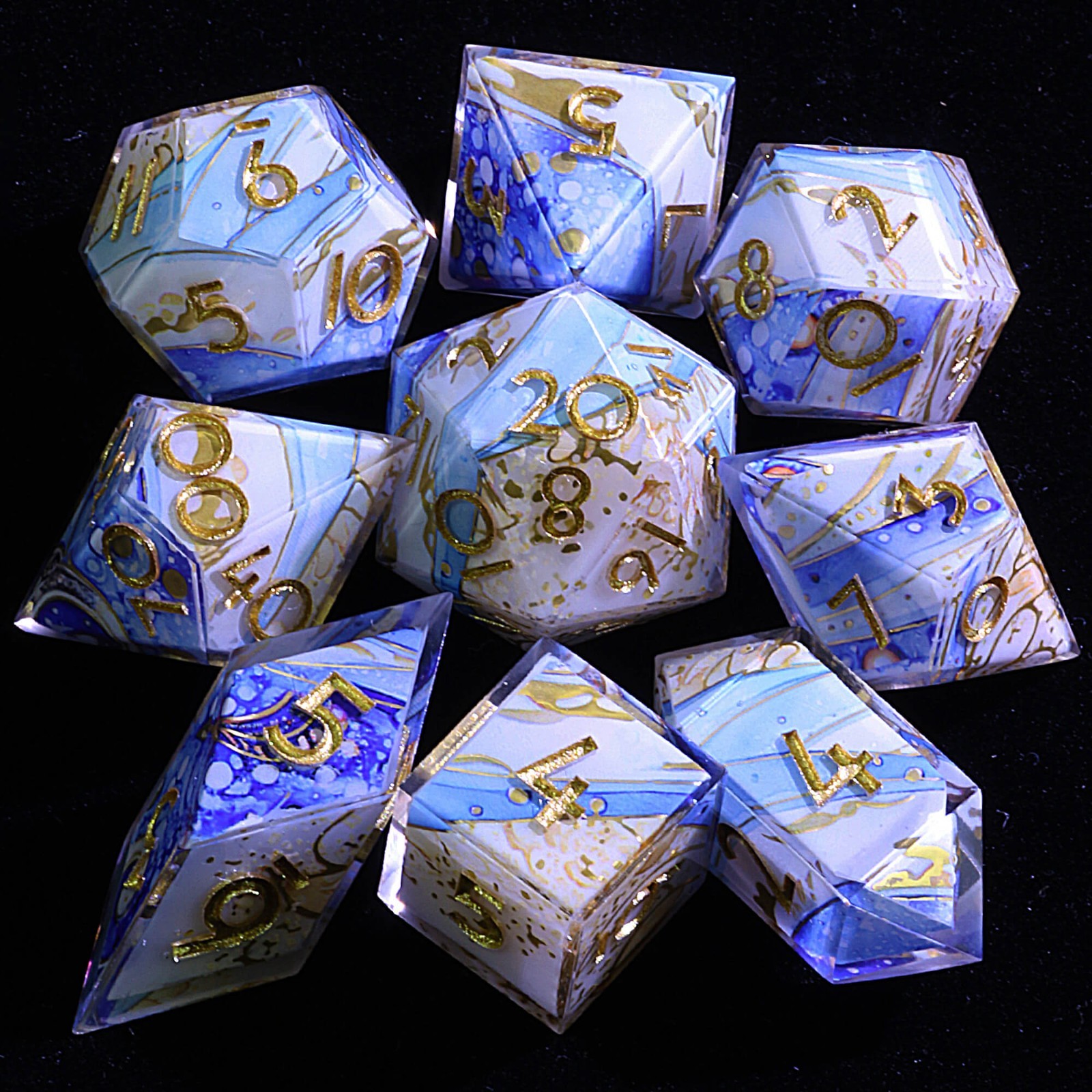 9 Polyhedral Resin D&D Sets of Dice Surge for Dungeons Dragons RPG