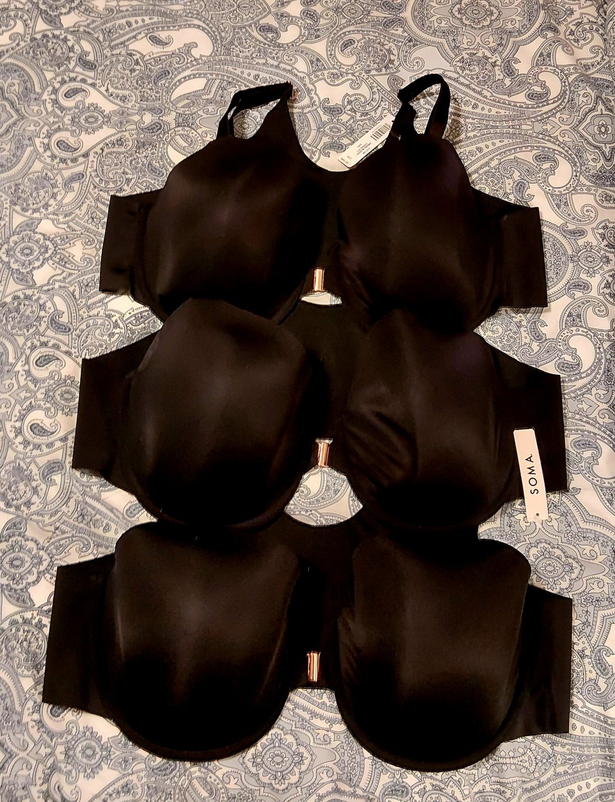 Lot Of 3 Soma Vanishing Back 360 Full Coverage Bra 42C Underwire Comfort Black
