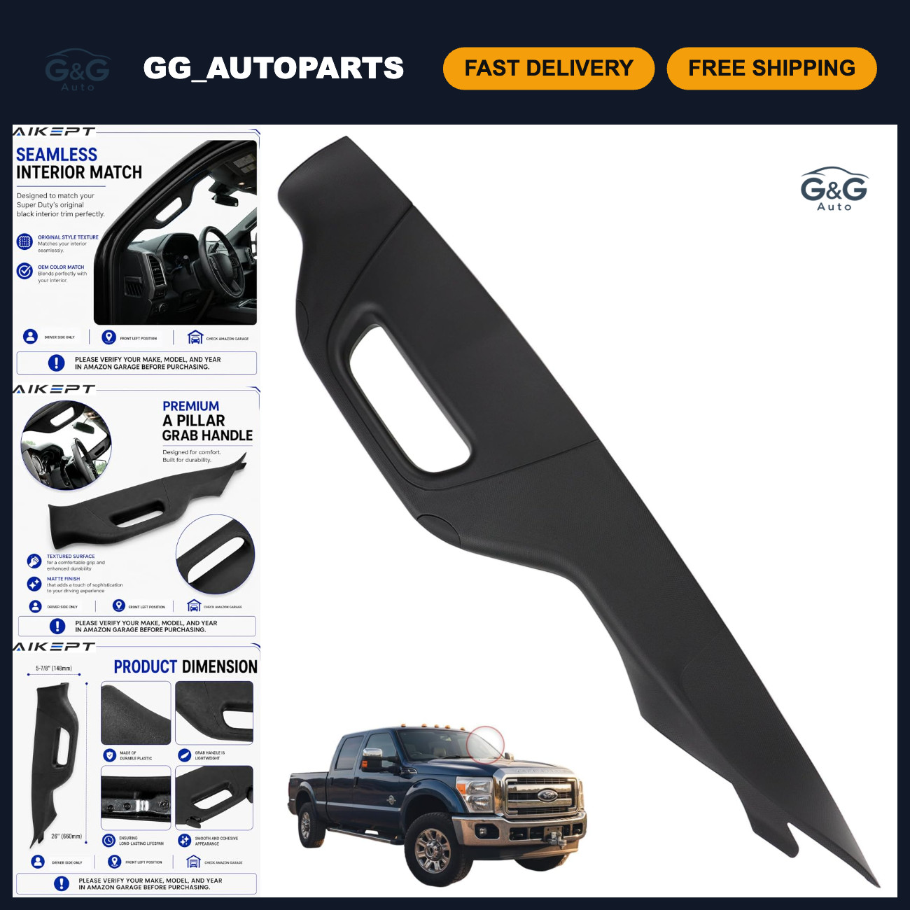 Left Side A-Pillar Grab Handle - Black, Durable, Easy Install, Off-Road Accessor Left Side A-Pillar Grab Handle - Black, Durable, Easy Install, Off-Road Accessor