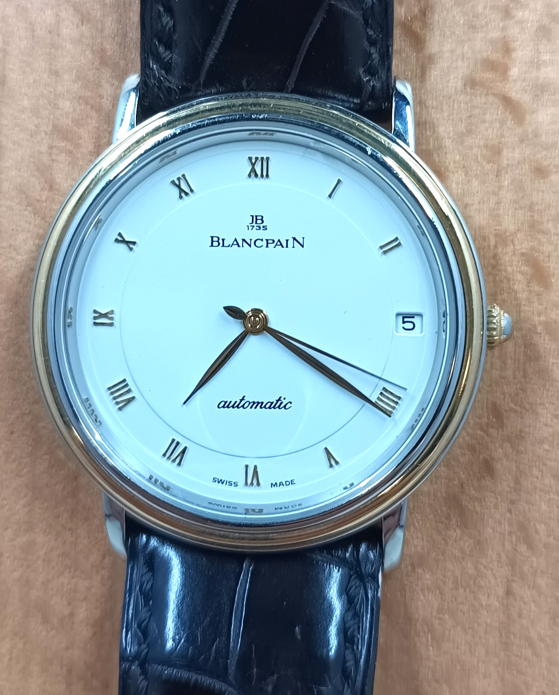 Vintage Blancpain Villeret Ultra-Slim  18k Gold Steel Automatic 34mm Watch