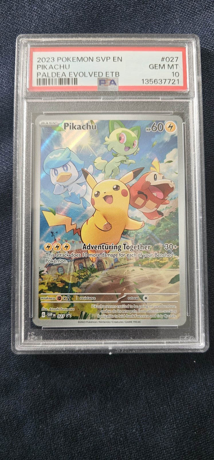 2023 POKEMON SVP EN-SV BLACK STAR PROMO #027 PIKACHU PSA 10