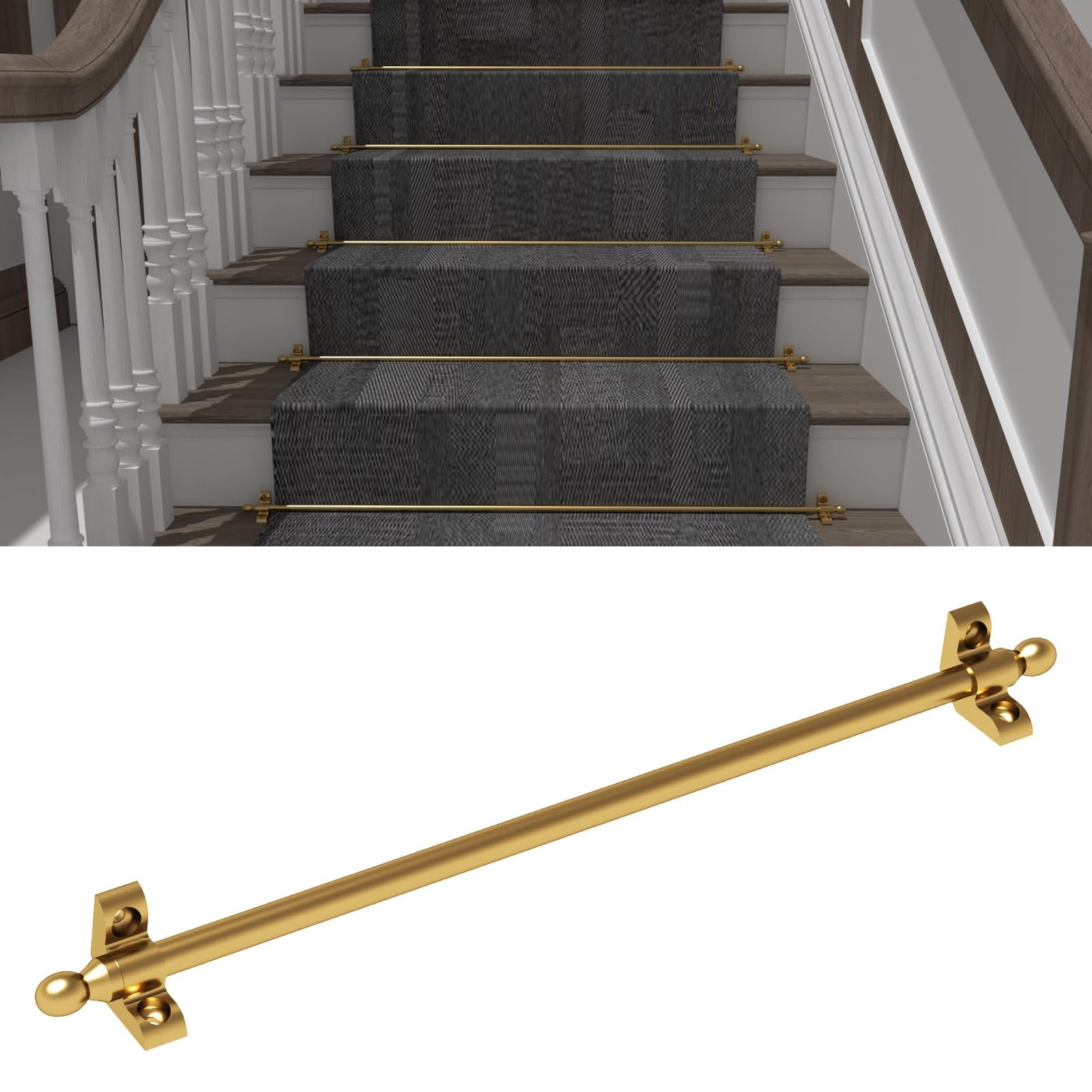 Real Brass Stair Rods Set of 13, Fits Carpet Runners Up to 28\ Real Brass Stair Rods Set of 13, Fits Carpet Runners Up to 28\