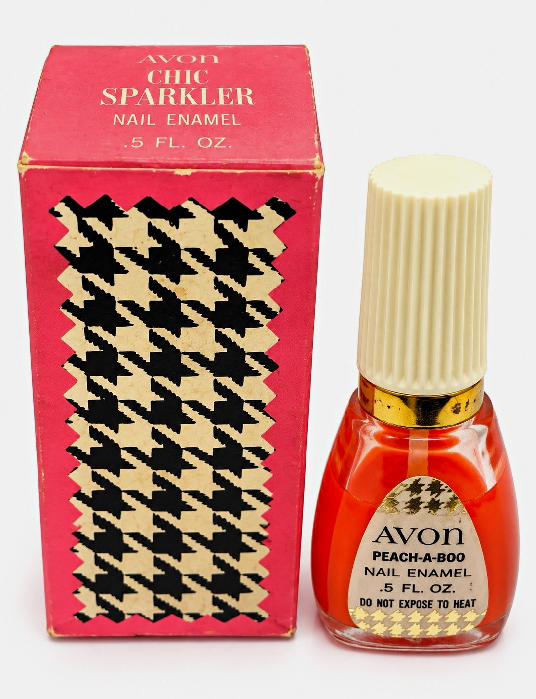 RARE 1960s Avon Peach-A-Boo Nail Enamel Vintage Original Box
