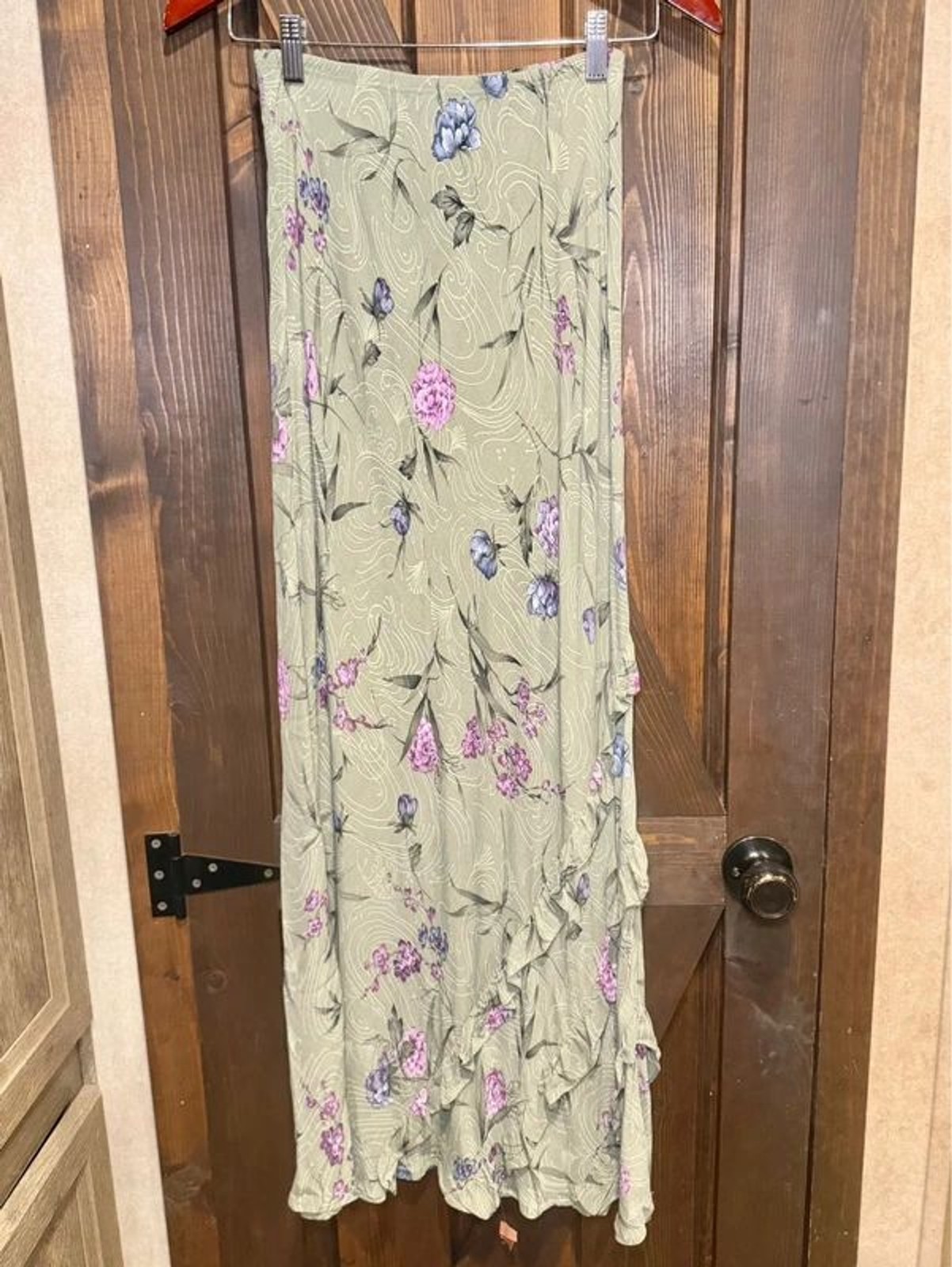 Carole Little Size 4 Green Floral Fairy Maxi Length Skirt Y2K 90s Vintage