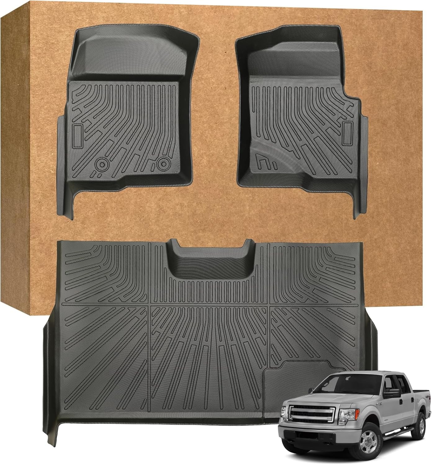 3PCS/Set Floor Mats for 2010-2014 Ford F-150 F150 Super Crew Cab Black TPE Liner 3PCS/Set Floor Mats for 2010-2014 Ford F-150 F150 Super Crew Cab Black TPE Liner