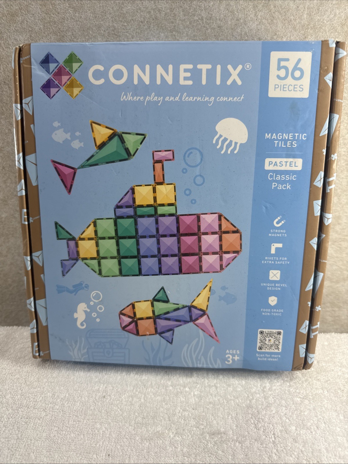 CONNETIX Magnetic Tiles Pastel Classic Pack 56pc CONNETIX Magnetic Tiles Pastel Classic Pack 56pc