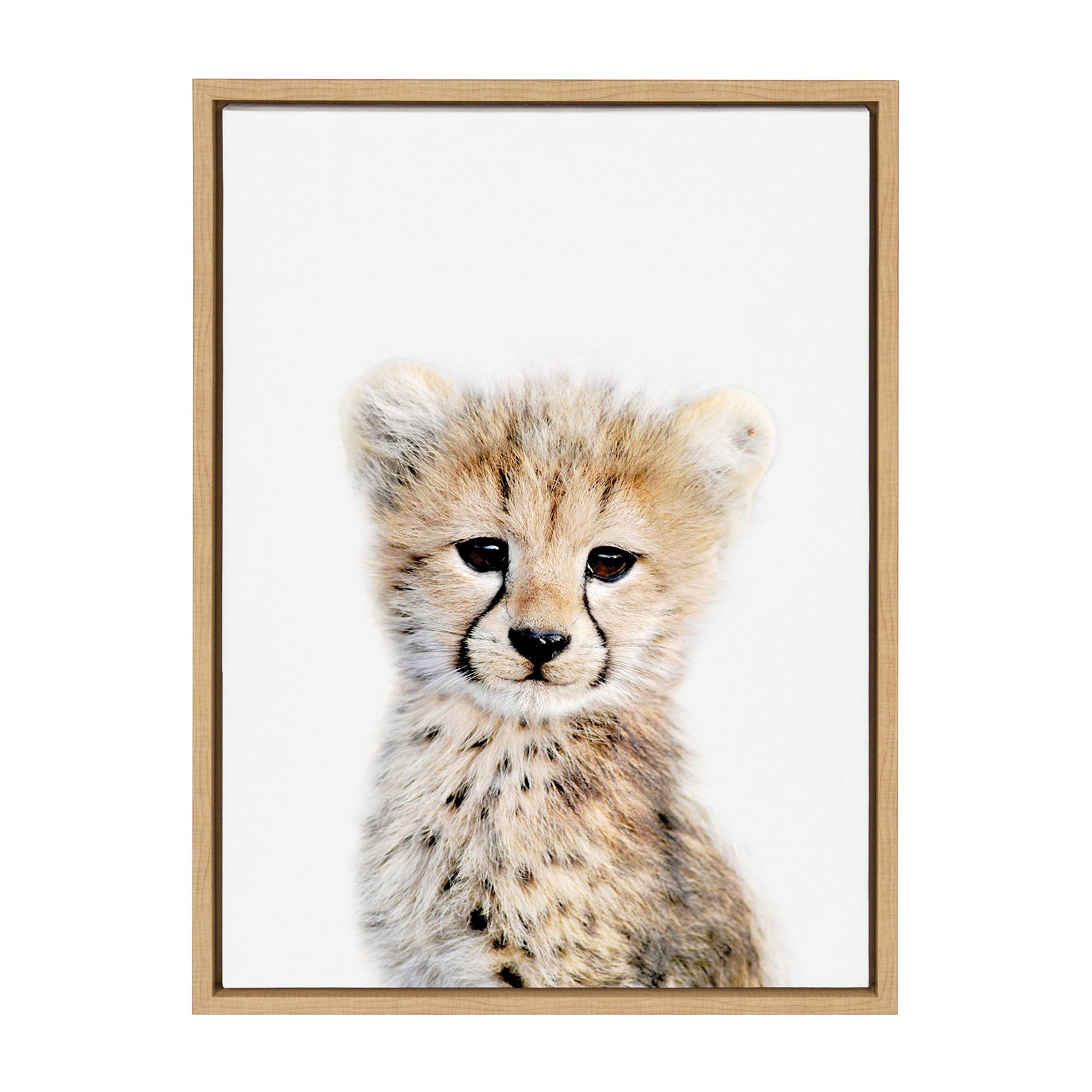 Kate and Laurel Sylvie Baby Cheetah Portrait Canvas 18x24 Natural Amy Peterson