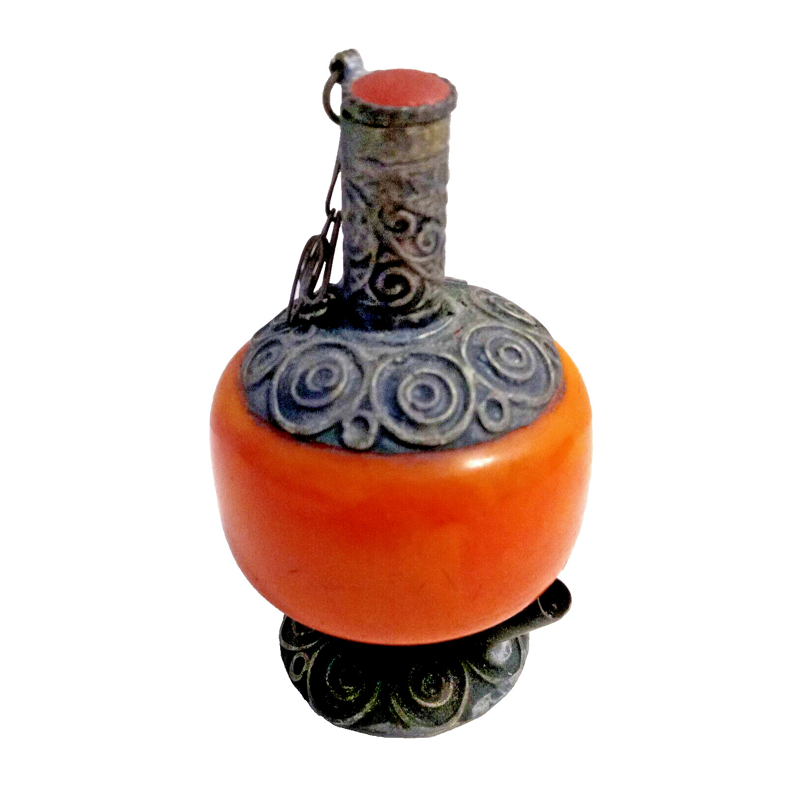 Antique Orange Bakelite Moroccan Kohl Eyeliner Vial Container Bottle 3 3/4\ Antique Orange Bakelite Moroccan Kohl Eyeliner Vial Container Bottle 3 3/4\