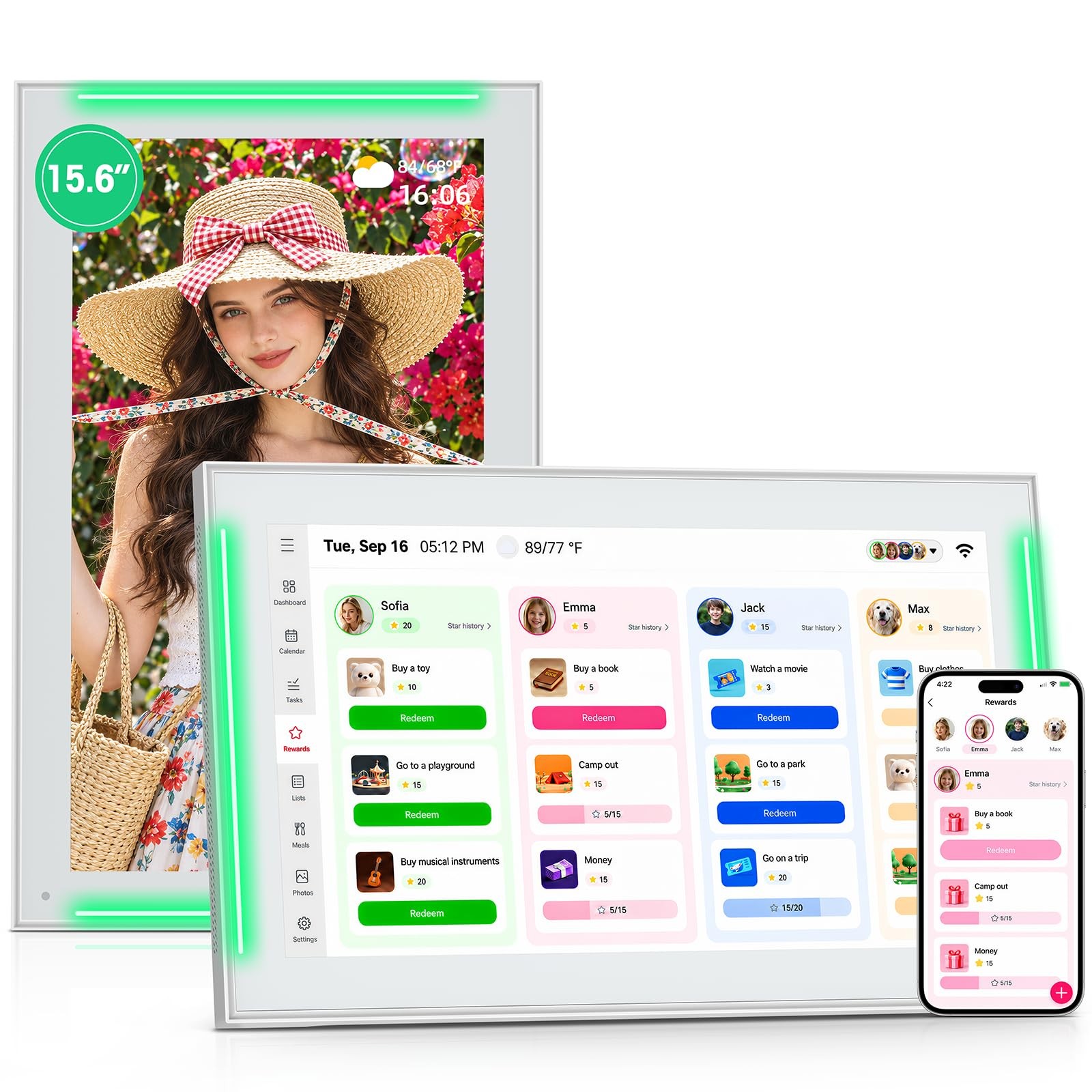 15.6 Inch Digital Calendar Smart Family Planner Google Sync Meal Planning Photo
