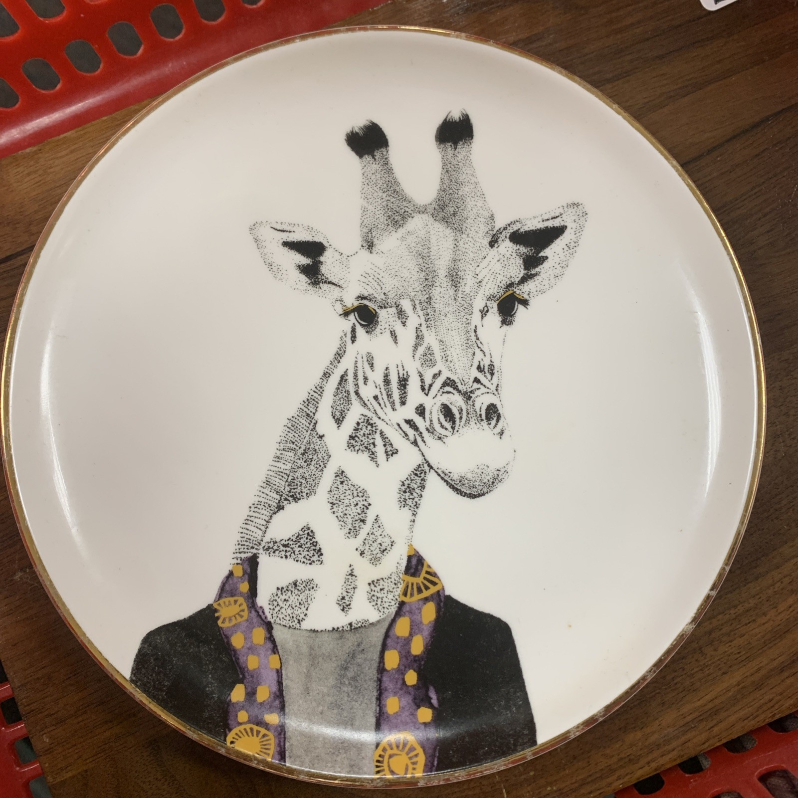 Pier 1 Giraffe Plate Book club Collection Salad Dessert Gold Trim 8 in diameter Pier 1 Giraffe Plate Book club Collection Salad Dessert Gold Trim 8 in diameter