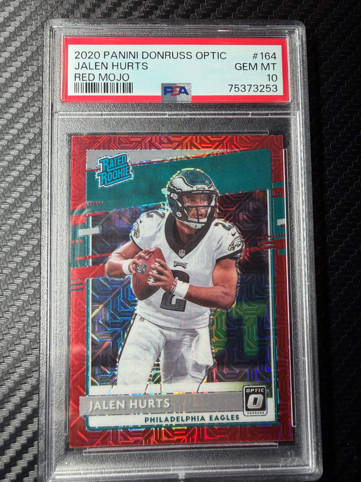 2020 Donruss Optic Red Mojo Jalen Hurts Rated Rookie #164 PSA 10 2020 Donruss Optic Red Mojo Jalen Hurts Rated Rookie #164 PSA 10