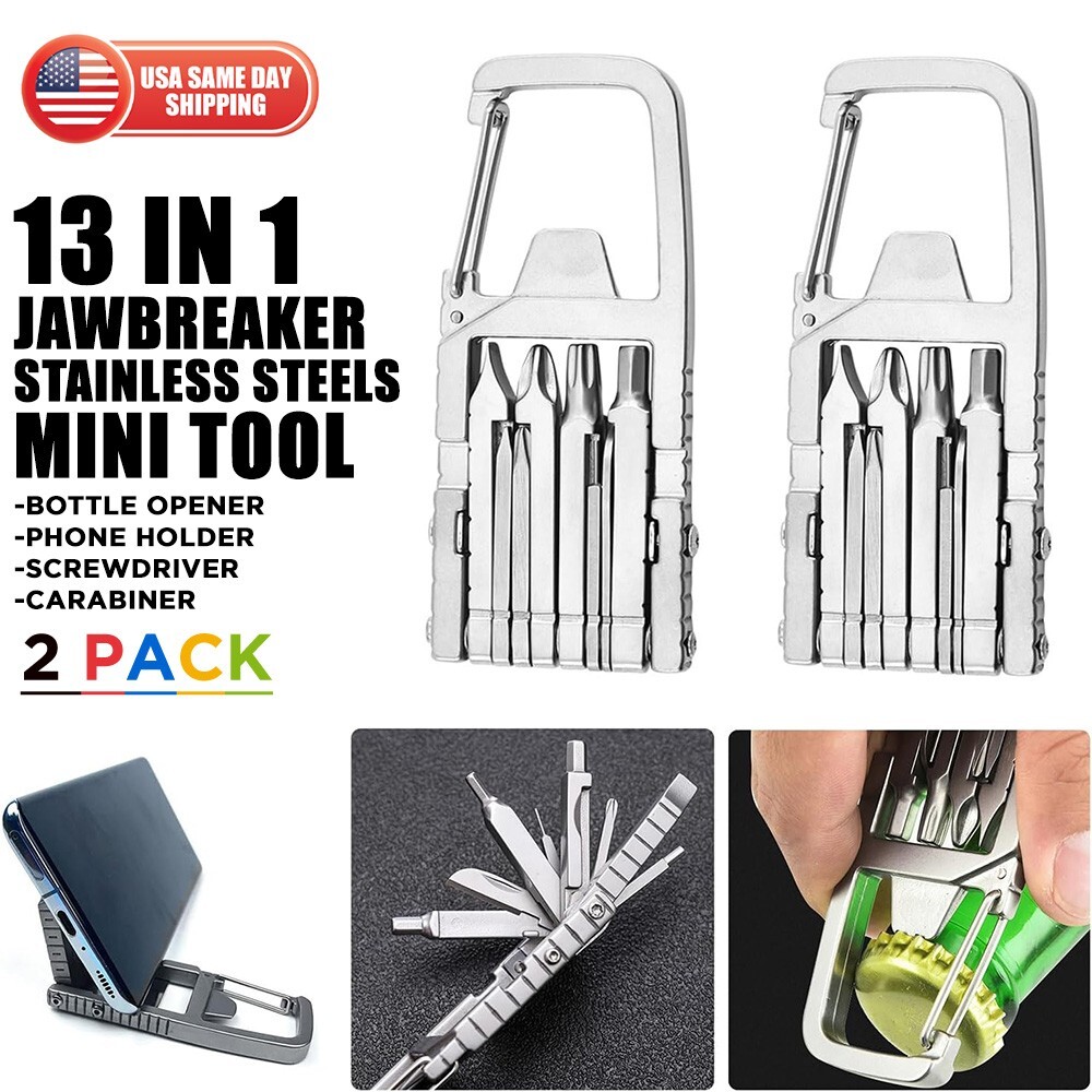 2pc 2025 Multi 13 in 1 Jawbreaker Mini Tool Carabiner Screwdriver Bottle Opener