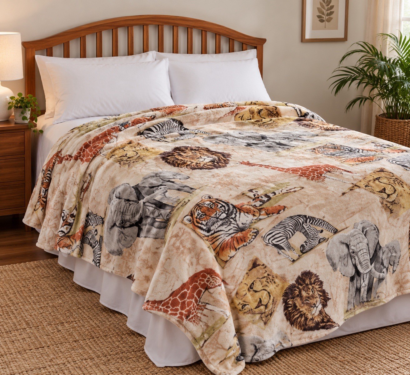 New Vintage Made In The USA Mainstay Safari Blanket Twin/ Full 72 New Vintage Made In The USA Mainstay Safari Blanket Twin/ Full 72