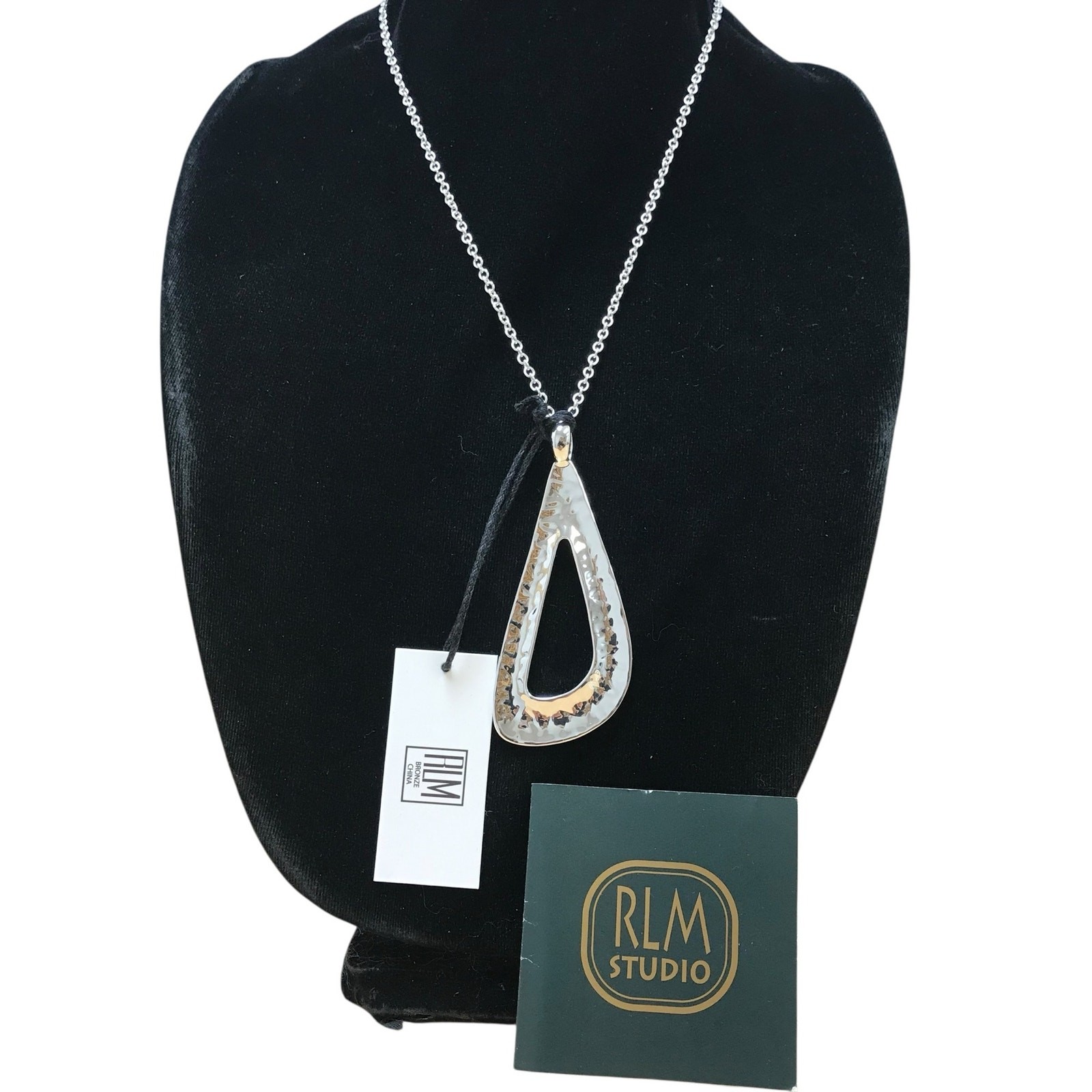 RLM Robert Lee Morris Hammered Pendant Necklace Vintage Bronze China NOS