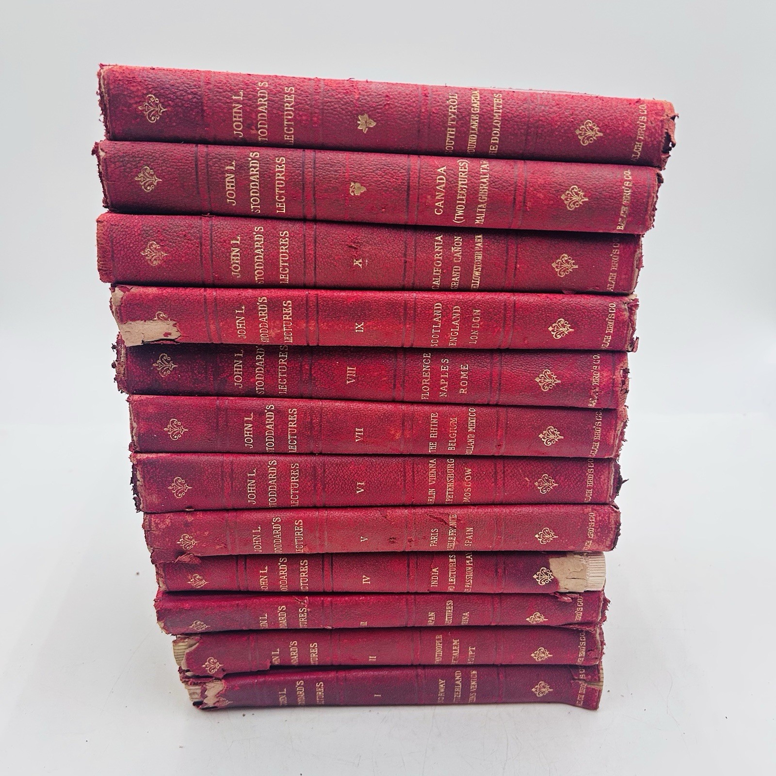John L Stoddard\'s Lectures Complete Ten Volume Set with Two Supplements Antique