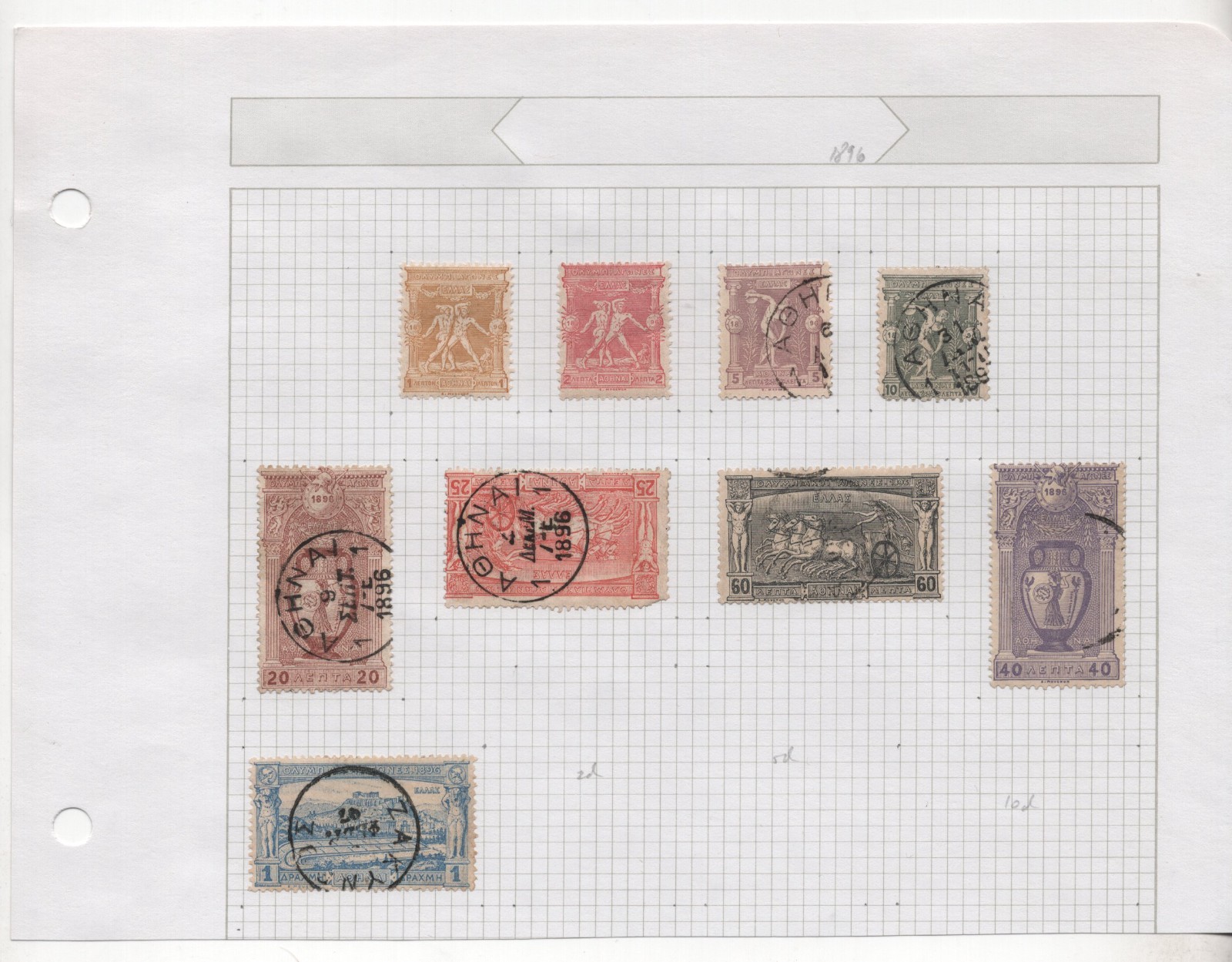 GREECE 1896-1944 COLLECTION OF 210 STAMPS ON 19 PAGES MINT & USED