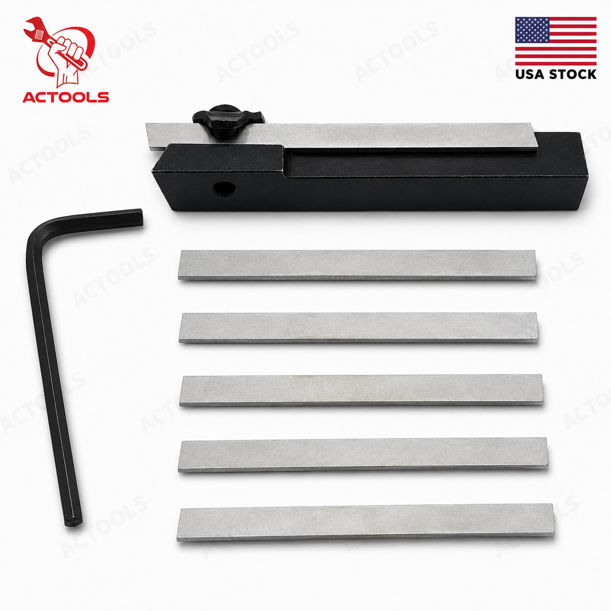 New Small Lathe Mini Cut Off Parting Tool Holder 8mm With 5mm M2 HSS 6 Pcs Blade