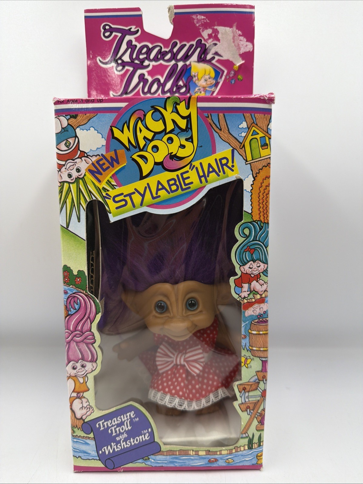 Vtg TREASURE TROLL WITH WISH STONE Gem Purple Hair Doll ACE NOVELTY In Box Vtg TREASURE TROLL WITH WISH STONE Gem Purple Hair Doll ACE NOVELTY In Box
