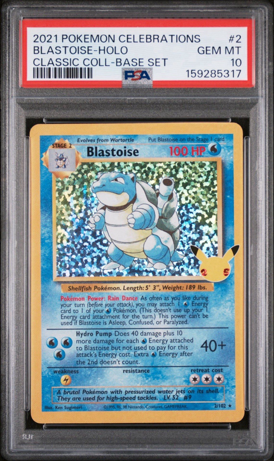 Pokemon PSA 10 GEM MINT Celebrations Blastoise 2/102 Classic Collection Holo Pokemon PSA 10 GEM MINT Celebrations Blastoise 2/102 Classic Collection Holo