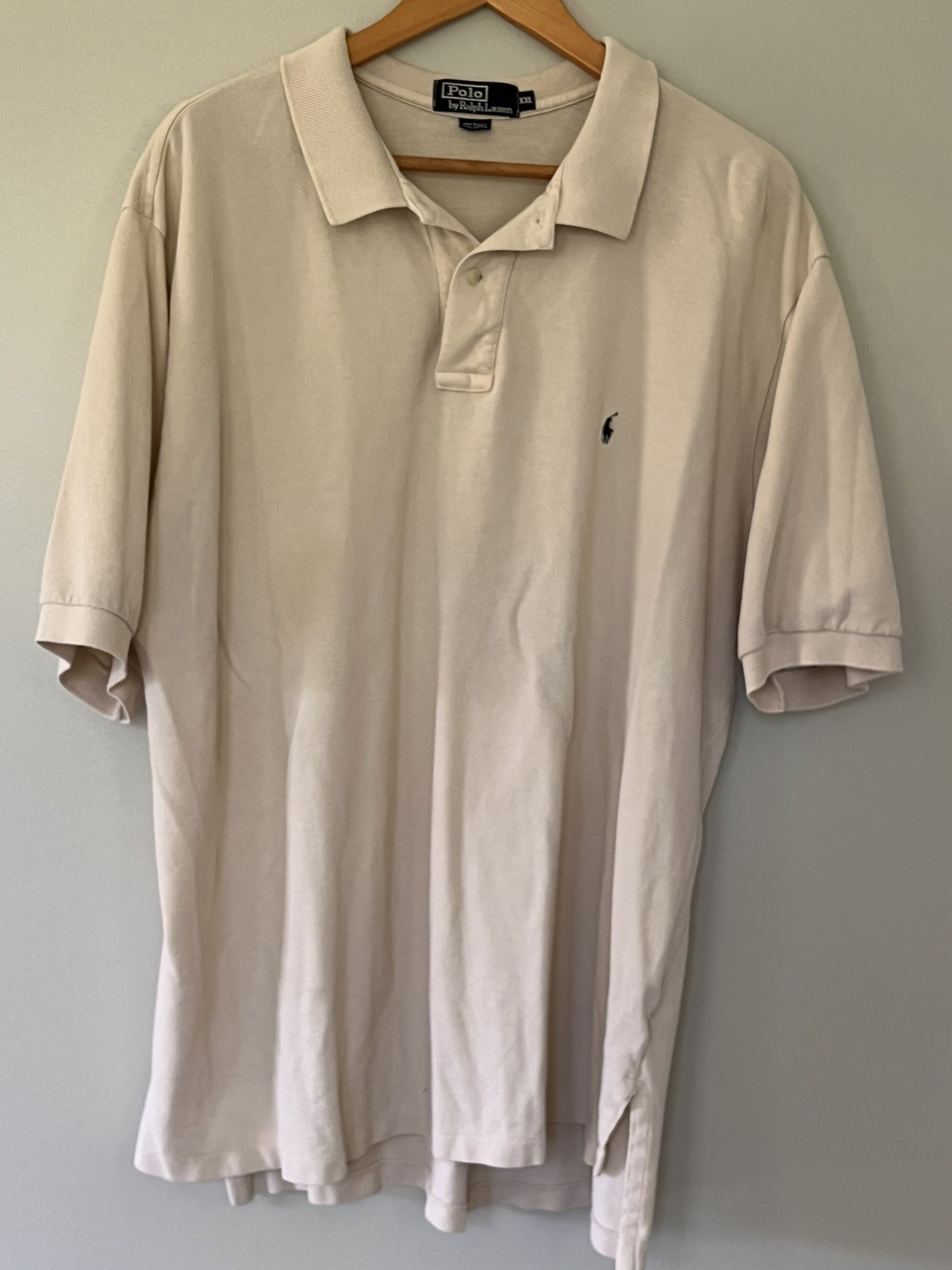 Vintage 80s/90s Polo Ralph Lauren Mens XXL Beige Short Sleeve Cotton Made in USA Vintage 80s/90s Polo Ralph Lauren Mens XXL Beige Short Sleeve Cotton Made in USA