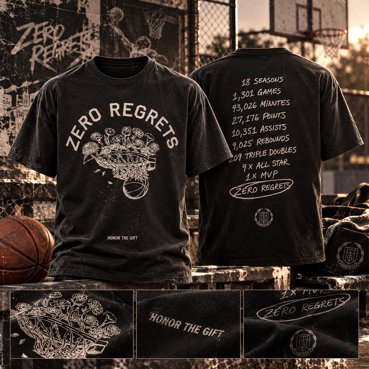 HOT  Russell Westbrook Zero Regrets T-Shirt Honor The Gift NBA Basketball Fan