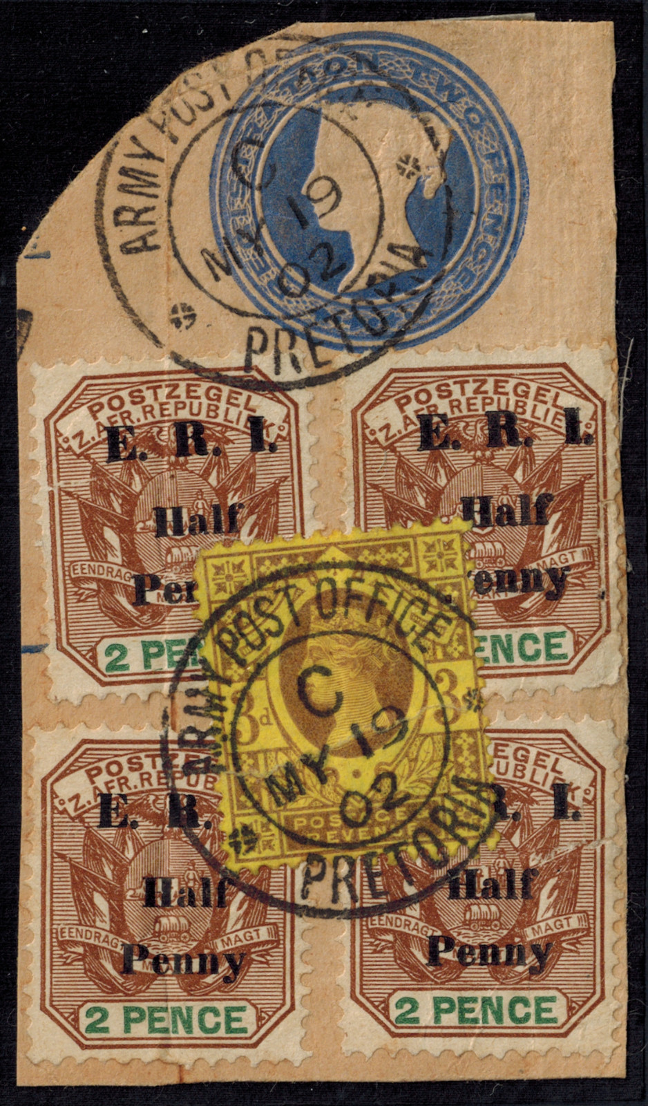 Anglo Boer War 1902 APO Pretoria CDS on Transvaal SG 241 & Great Britain SG 202