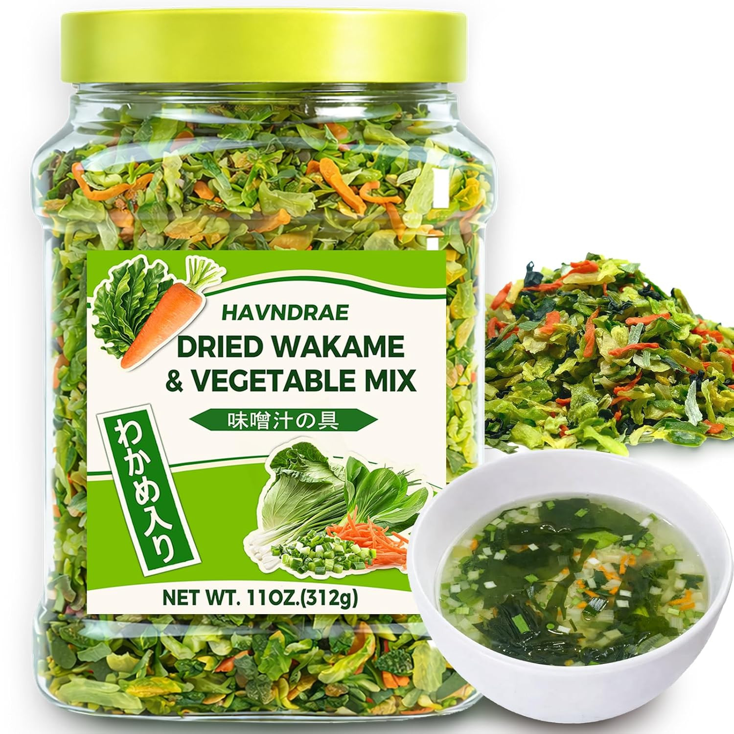 11Oz Dried Wakame Seaweed & Vegetable Mix for Miso Soup and Ramen 11Oz Dried Wakame Seaweed & Vegetable Mix for Miso Soup and Ramen