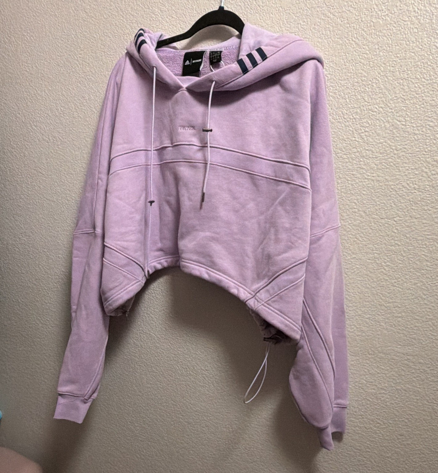 adidas x IVY PARK Women’s L Purple Shrug Hoodie Fleece Hooded H62753
