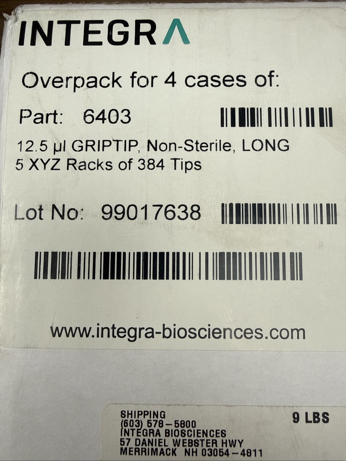 New Promo Integra 6403 Overpack Of 4 Cases New Promo Integra 6403 Overpack Of 4 Cases