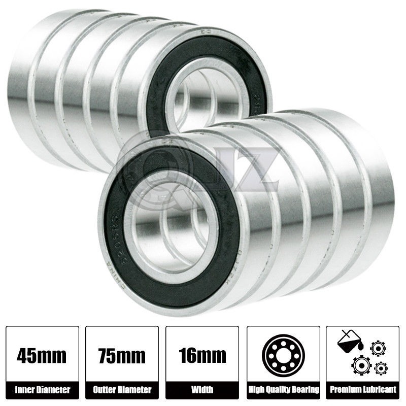 10x S6009-2RS Ball Bearing 45mm x 75mm x 16mm Rubber Sealed [ Stainless Steel]