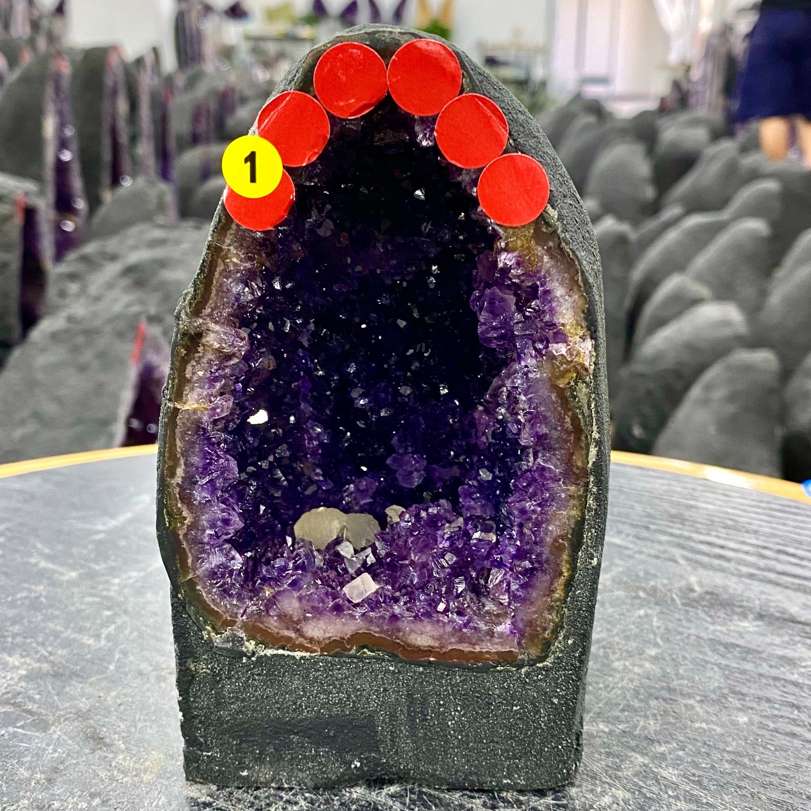 2.87LB Natural Amethyst Geode Quartz Crystal Cluster Cathedral Energy healing