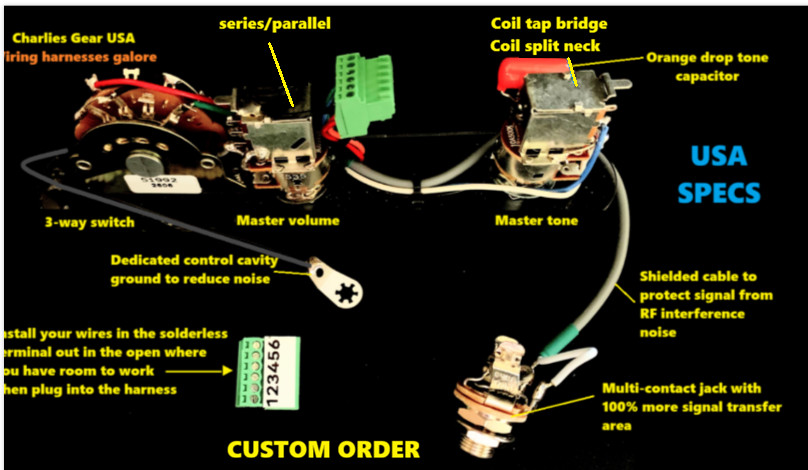 Tele Solderless SH Wiring Upgrade +Coil Tap [B] +Coil Split [N] +Ser/Par