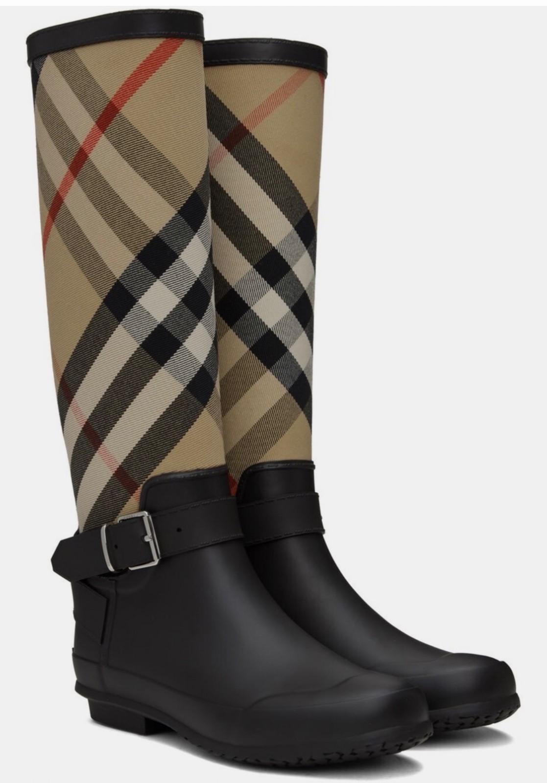 Burberry London England Black Rubber Vintage Check Upper UK 6 EUR 39 Burberry London England Black Rubber Vintage Check Upper UK 6 EUR 39