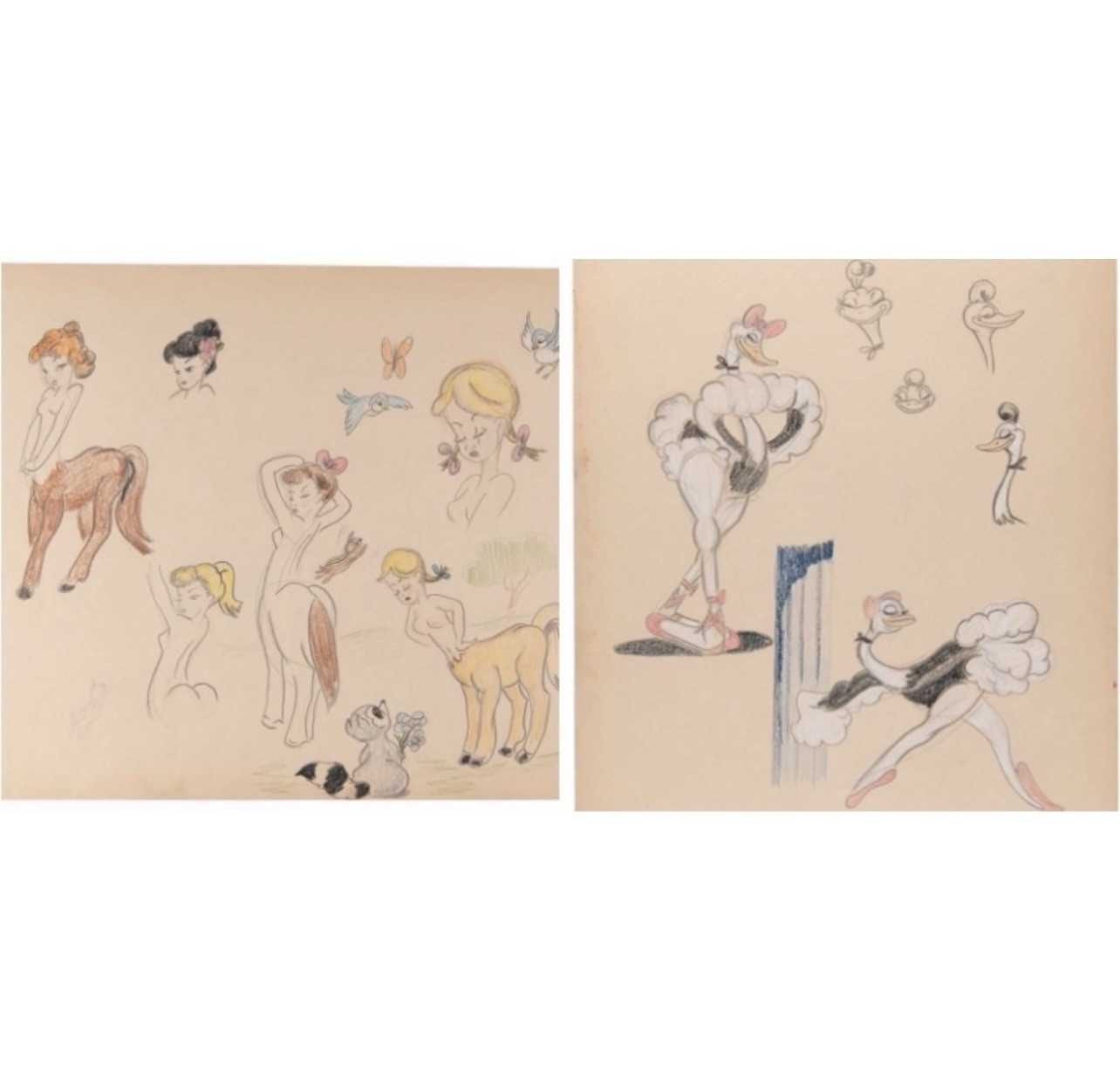 Walt Disney Fantasia Original Centaurettes Concept Two Sided F. Follmer Dev Art