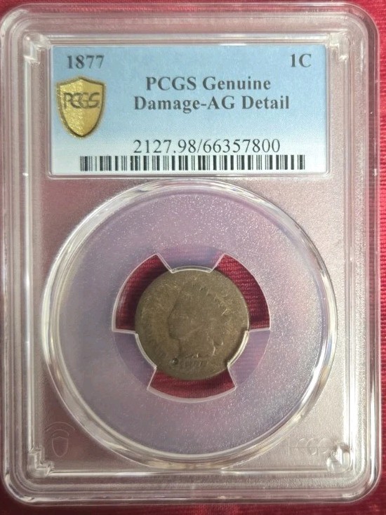 1877 1c. Indian Cent PCGS About Good Details 