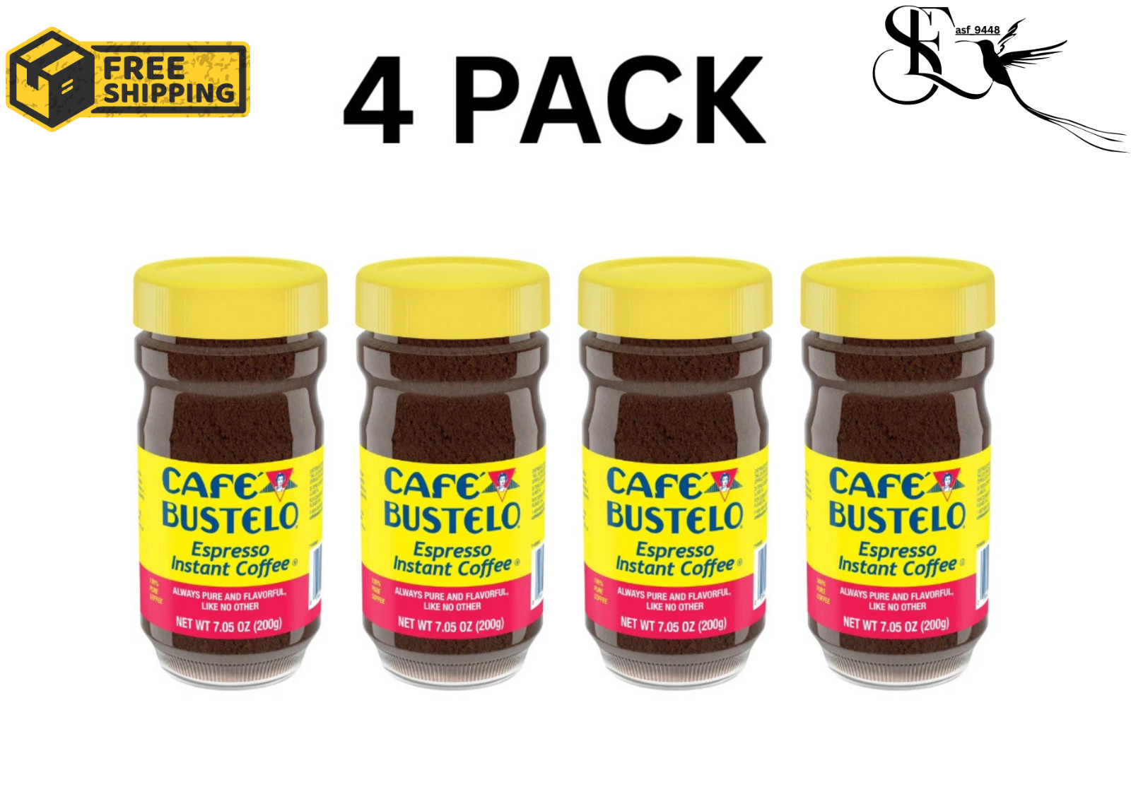 Cafe Bustelo Espresso Instant Coffee 7.05 oz Jar 4 Pack Strong Bold Brew