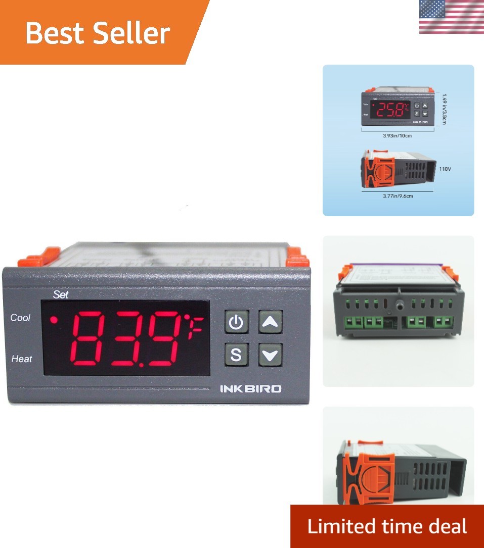 Accurate Dual Stage Temperature Switch with LCD Display - Ideal for 110V Systems