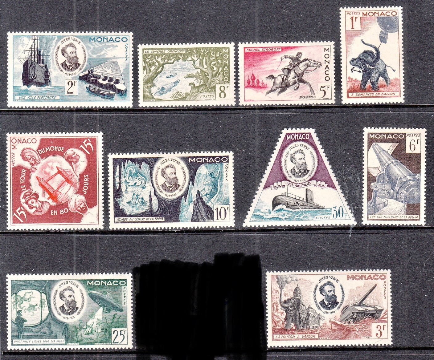 [OOS] Monaco #YT0427-YT436 MNH 1955 Jules Verne Submarine Balloon Tank [340-349]