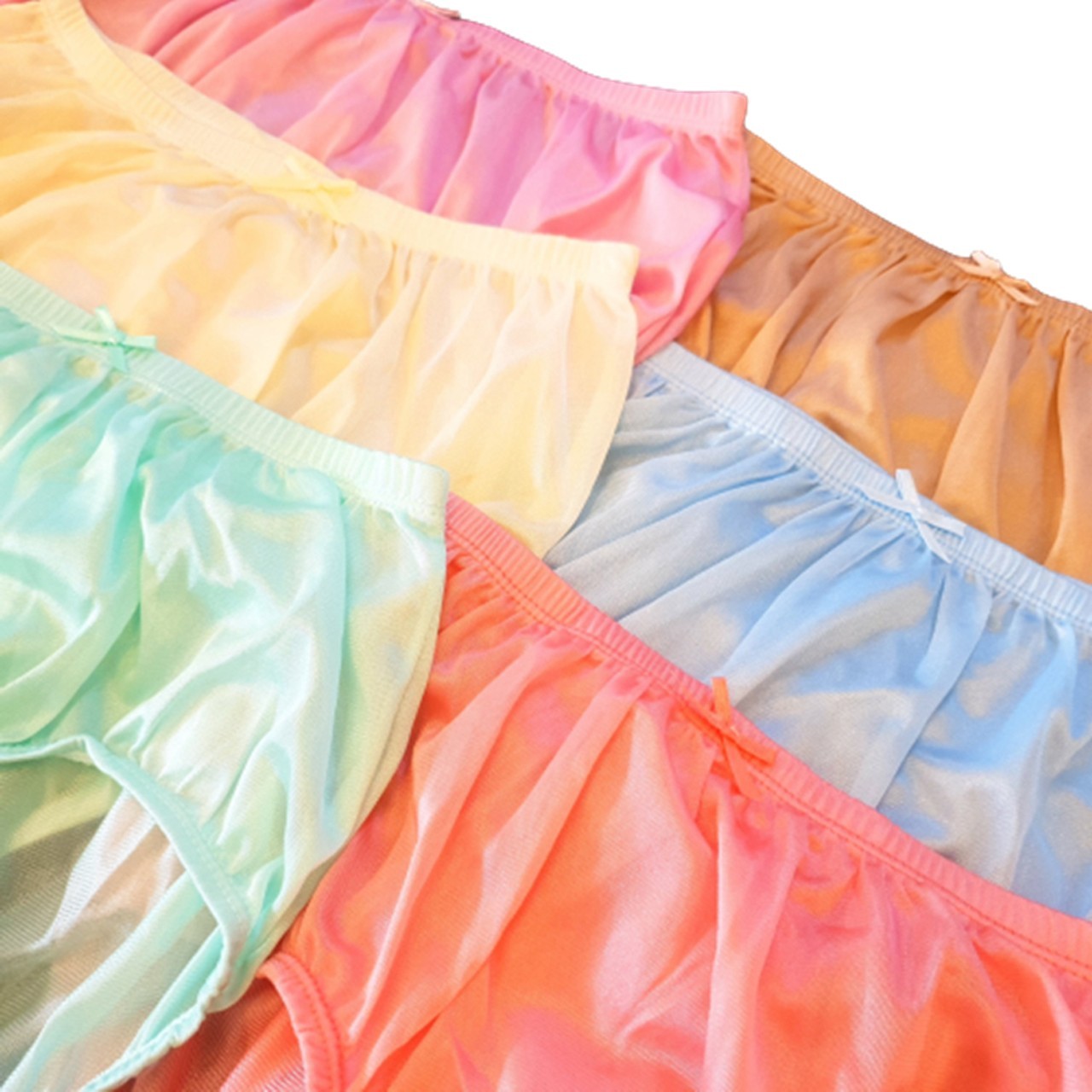 x6 Vintage Shiny Silky Nylon Panties Underwear Plus Size 2XL Women Men Full Cut