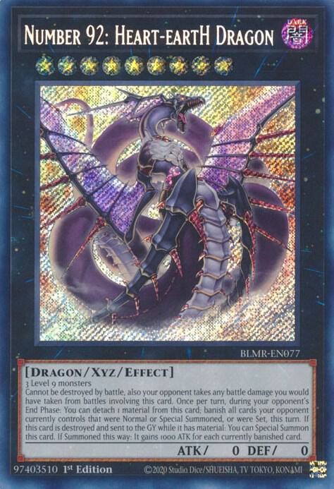 YUGIOH 1x Number 92: Heart-eartH Dragon Secret Rare BLMR-EN077 NM YUGIOH 1x Number 92: Heart-eartH Dragon Secret Rare BLMR-EN077 NM