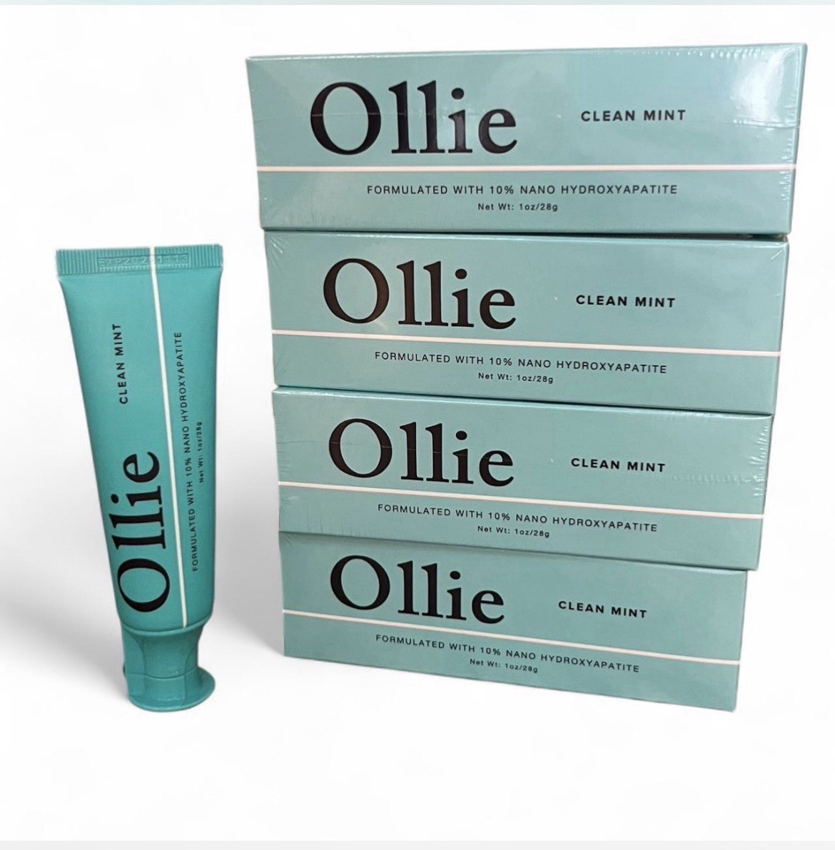 Ollie 10% nano HYDROXYAPATITE Clean Mint toothpaste 1oz/28g 4-pack Ollie 10% nano HYDROXYAPATITE Clean Mint toothpaste 1oz/28g 4-pack