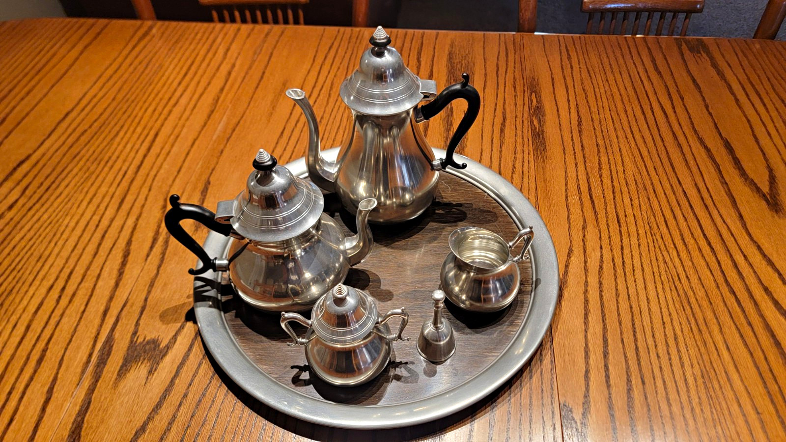 Vintage Royal Holland Pewter Coffee Tea Service Set Tray KMD Daalderop MCM 6pc