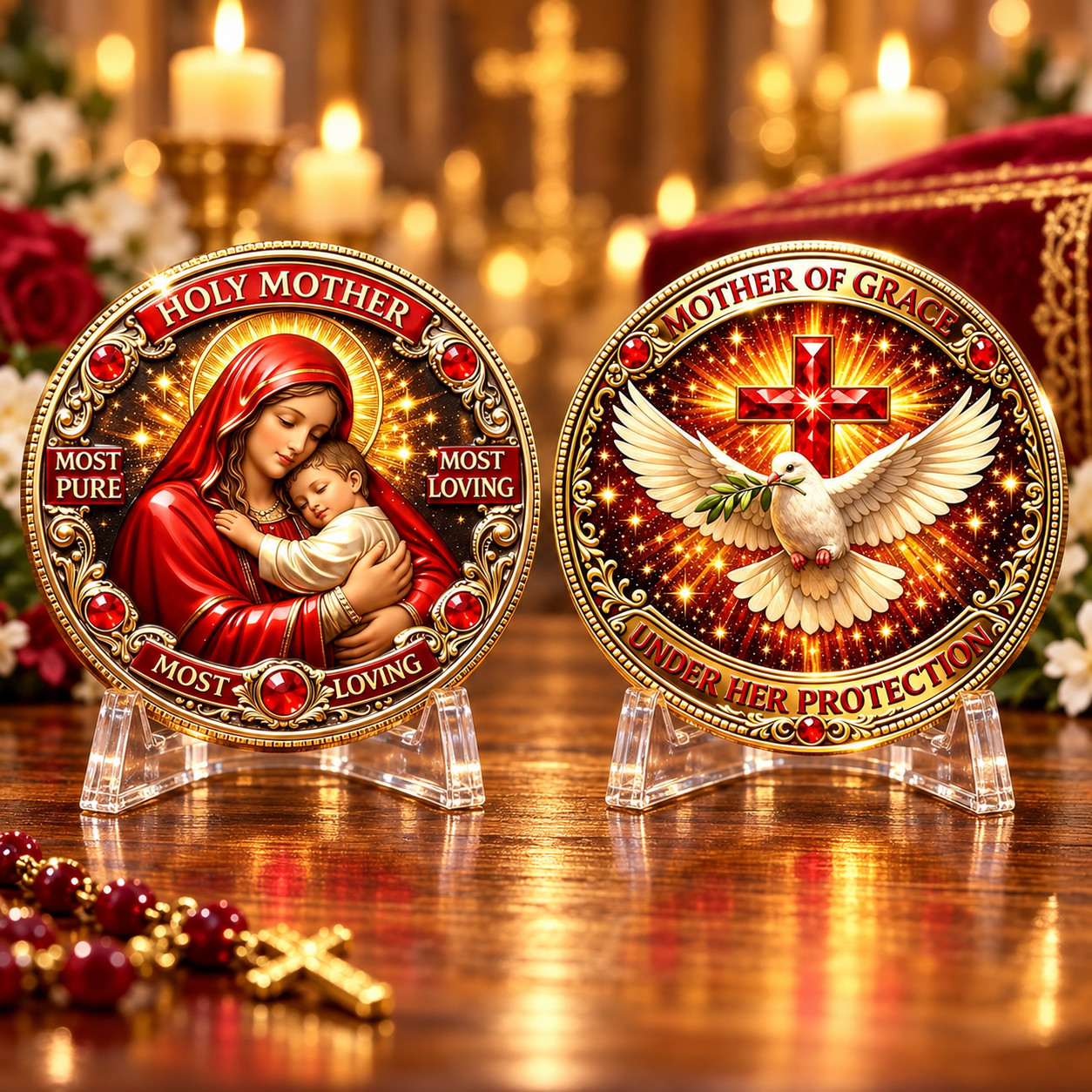 Holy Mother of Grace Under her Protection Christian Faith Commemorative Coin