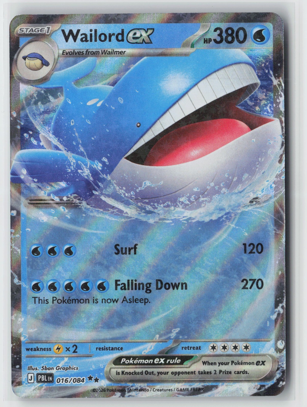Wailord ex Double Rare ME05: Pitch Black 016/084 NM Wailord ex Double Rare ME05: Pitch Black 016/084 NM