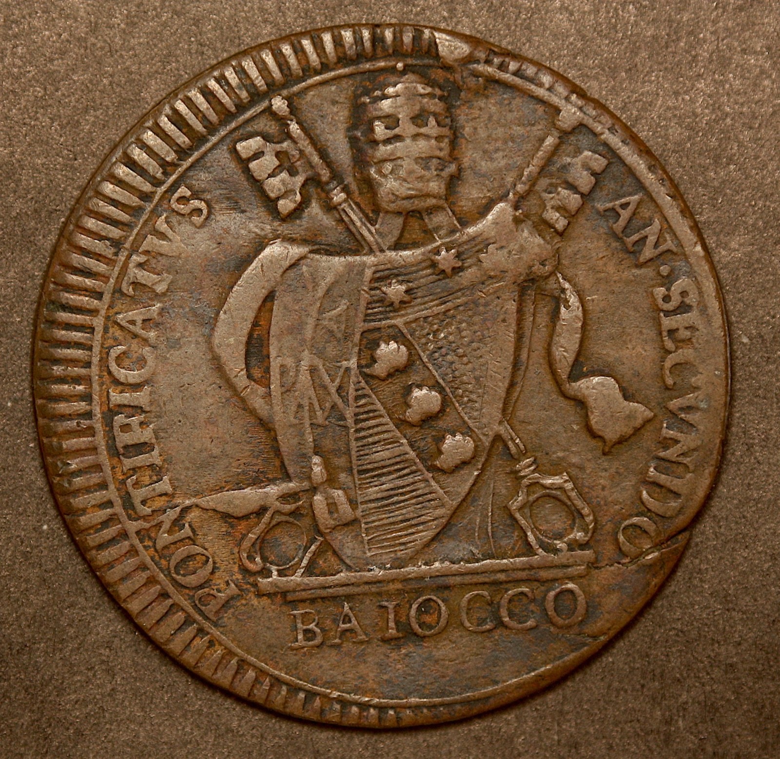 1802 Papal States  1 Baiocco Pius VII Rome Mint