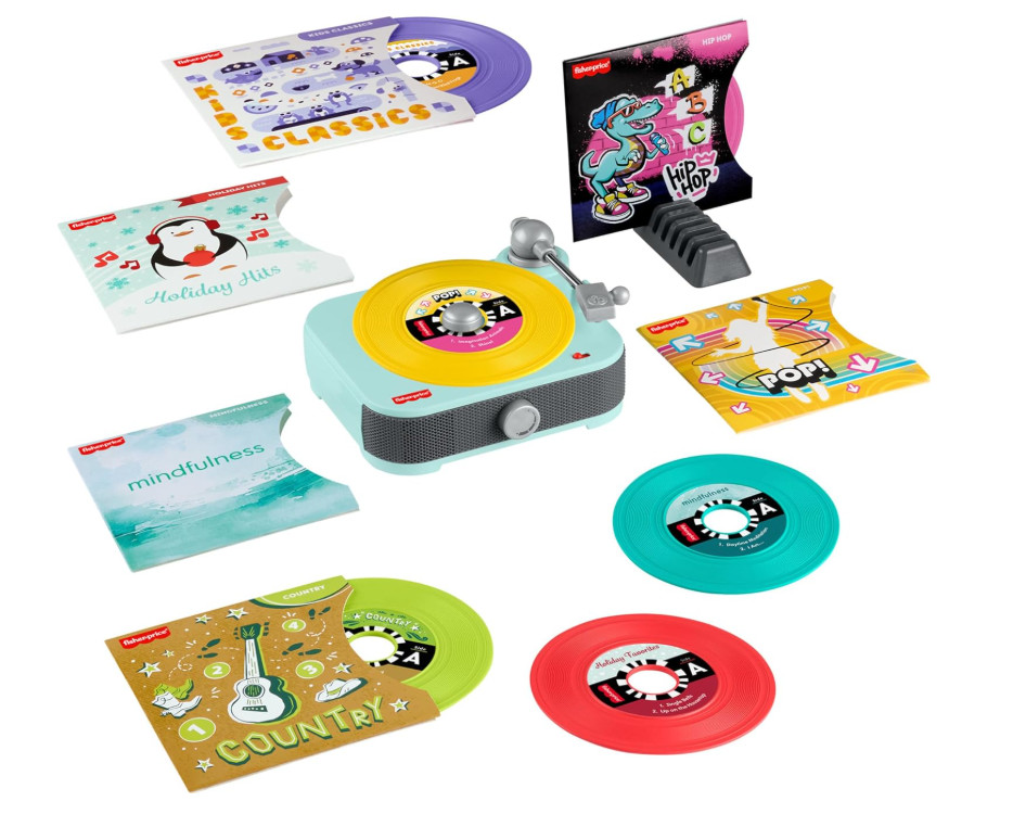 Fisher-Price Deluxe Rockin’ Record Player Musical Toy with 6 Albums Ages 3+
